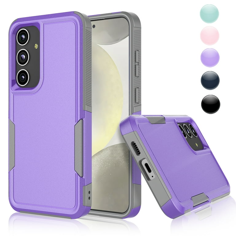 for Galaxy S24,S24 Plus,S24 Ultra Case,Njjex Heavy Duty Shockproof Dual  Layer Rugged Full-Body Protective Phone Cover,2 in 1 Silicone Rubber Phone  Case for Samsung Galaxy S24 Plus- Purple 2024 
