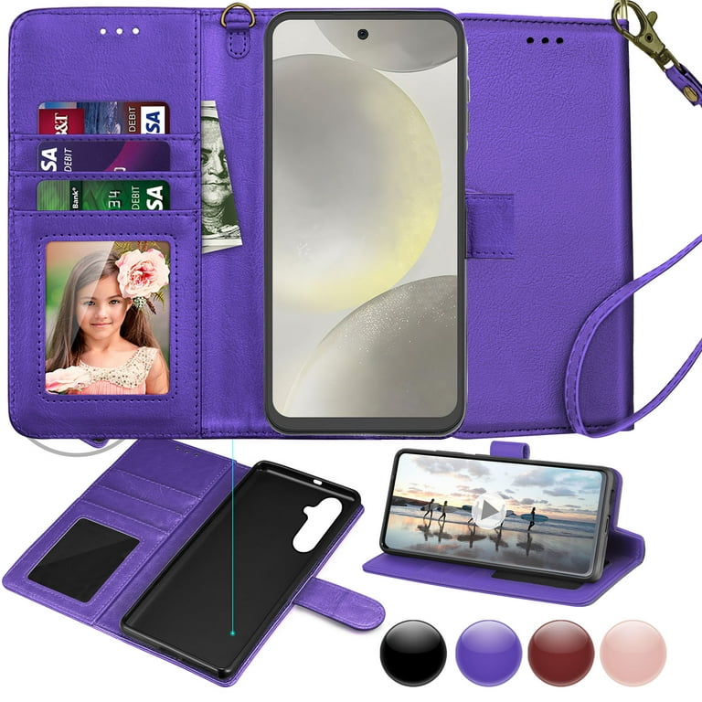Galaxy Pull Tab Leather Case, Samsung Galaxy S24 Ultra Pull up Strap Button  Closure Sleeve, S24 Plus,s23,s22 Custom Cover for All Models. 