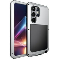 for Galaxy S24 Ultra Case 6.8",Full Body Protective Cover Heavy Duty Shockproof [Tough Armour] Aluminum Alloy Metal Case with Silicone Built-in Screen Protector for Samsung - Silver