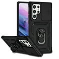thumbnail image 1 of Galaxy S24 Ultra Kickstand Armor Case with Slide Camera Lens Protection Cover Built-in 360掳 Rotate Ring Holder Stand Magnetic Military Shockproof Phone Cover Case for Samsung Galaxy S24 Ultra, Black, 1 of 8