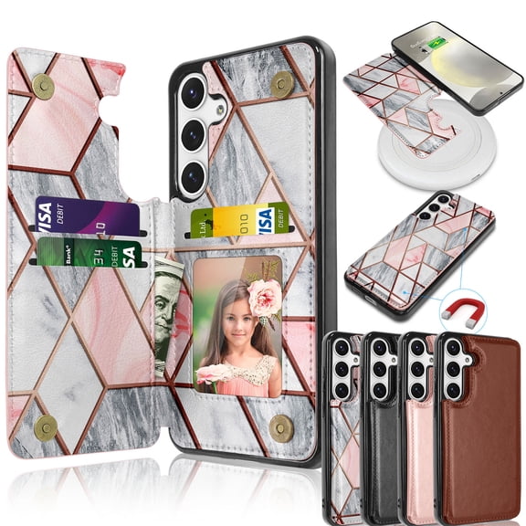 Galaxy S24 Ultra Plus Case, Tekcoo Galaxy S24 Wallet Case, PU Leather ID Cash Credit Card Holder Slots Magnetic Closure Kickstand Flip Slim Cover for Samsung S24 5G