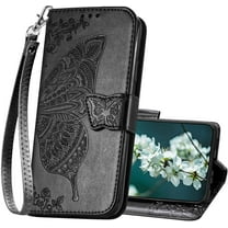 for Galaxy S25 5G Phone Case Wallet,Women Flip Folio Cover with Credit Card Holders Slots Butterfly Embossed PU Leather Kickstand Wrist Strap Purse for Samsung S25 (Purple)