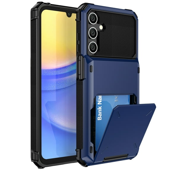 for Galaxy S25 Case Wallet Credit Card Holder ID Slot Flip Rolling Door Hidden Pocket Anti-Scratch Dual Layer Hybrid Bumper Armor Protective Shell Back Cover For Samsung Galaxy S25, Blue