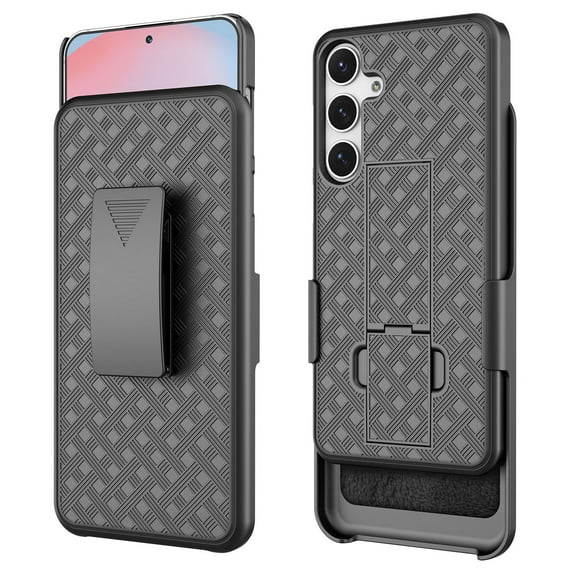 Galaxy S25 FE 5G Holster Case, Combo Shell & Holster Case - Super Slim Shell Case with Built-in Kickstand, Swivel Belt Clip Holster for Samsung Galaxy S25 FE (ONLY)