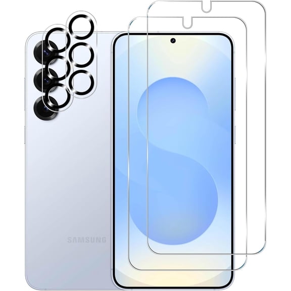 ZGDong Galaxy S25 Tempered Glass Screen Protector + Camera Lens Protector [ 2 + 2 Pack ] [Anti-Scratch] [Ultrasonic Fingerprint Unlock] Clear HD Protective Film for Samsung Galaxy S25