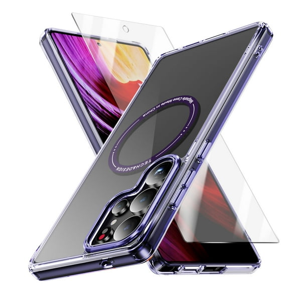 For Galaxy S25 Ultra Case with Screen Protector, Compatible with MagSafe Slim Fit Heavy Duty Shockproof Phone Case for Samsung Galaxy S25 Ultra, Clear Back Cover Anti-Yellow Galaxy S25 Ultra Cover