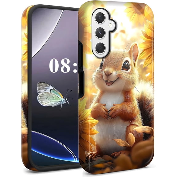 for Galaxy S26 Case, Dual Layer Hard PC + Soft TPU Heavy Duty 2 in 1 Shockproof Protective Phone Case for Samsung Galaxy S26 (2026,6.2") Cute Amusing Pattern – Squirrel