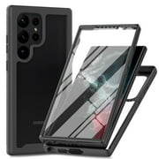 Galaxy S26 Ultra Case with Built in Screen Protector,Dteck Full-Body Shockproof Rubber Hybrid Protection Case Crystal Clear PC Back Cover for Samsung Galaxy S26 Ultra,Black