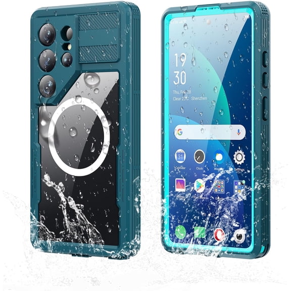 for Galaxy S26 Ultra Magnetic Waterproof Case, Built-in Screen Protector [IP68 Waterproof][14FT Military Drop Proof] 360° Full Body Protection Dustproof Shockproof Heavy Duty Rugged Case, Cyan