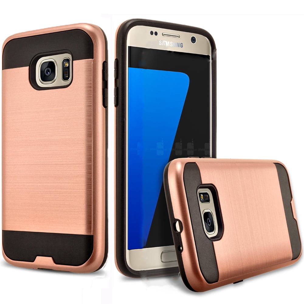 Galaxy S6 Edge Plus Case, 2-Piece Style Hybrid Shockproof Hard Case Cover Bundled With Circlemalls Stylus Pen (Rose Gold)