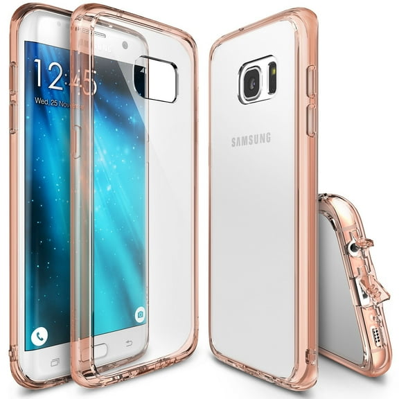 Galaxy S7 Edge Case, Ringke [FUSION] Shock Absorption TPU Bumper Drop Protection Clear Hard Case - Rose Gold Crystal