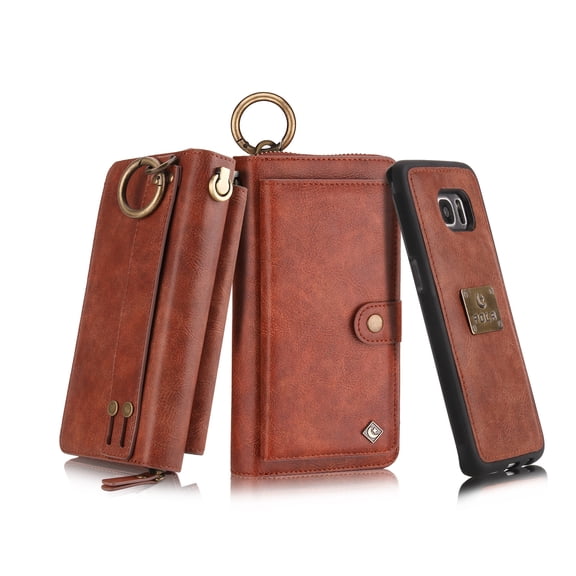 Galaxy S7 Wallet Case, Allytech Girls Women Magnets Detachable Zipper Wallet Case Cover PU Leather Folio Flip Holster Carrying Case Card Holder for Samsung Galaxy S7, Black