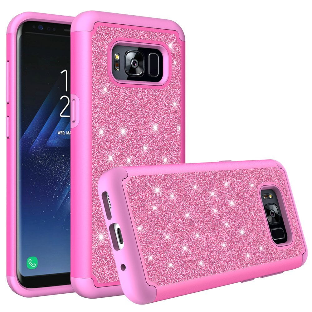Galaxy S8 Case, For Samsung Galaxy S8 Case, Glitter Case with [HD Screen Protector] Dual Layer