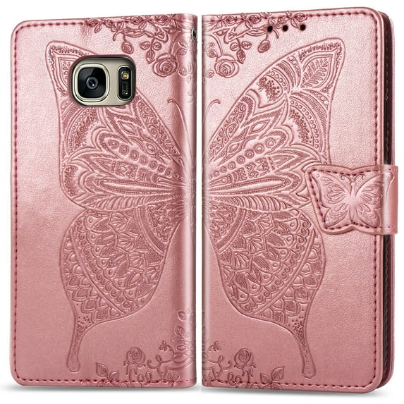 Galaxy S8 Case, Galaxy S8 Wallet Folio Case Magnetic Closure RFID Blocking Card Slots Kickstand Shockproof Case for Samsung Galaxy S8, Rosegold