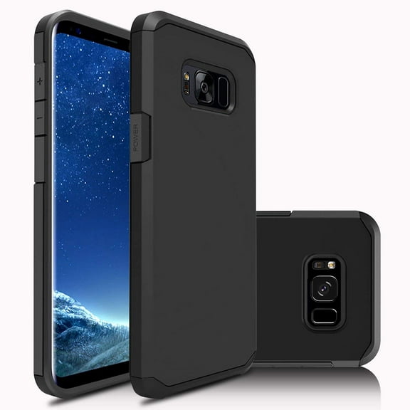 Galaxy S8 Plus Case, Dual Layer Protective Hybrid Armor Defender Case (Black)