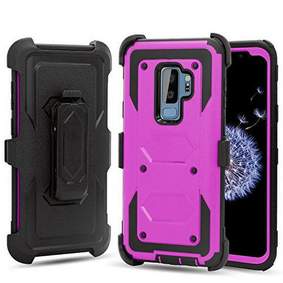 Galaxy S9 Plus Case, Mignova Heavy Duty Full Body Protective Case with Kickstand, Build-in Screen Protector and Belt Swivel Clip for Samsung Galaxy S9 Plus Smart Cell Phone(Purple)