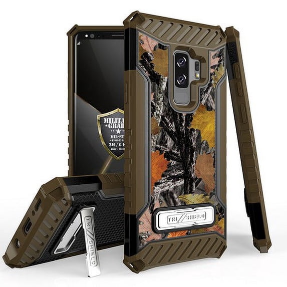 Galaxy S9 Plus / Galaxy S9+ Case, Trishield Durable Shockproof High Impact Rugged Armor Phone Cover with Kickstand for Samsung S9+ Only White/Printed Hunter