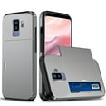 thumbnail image 1 of for Galaxy S9 Plus Wallet Case with Sliding Door Hidden Pocket Credit Card Holder Dual Layer Heavy Duty Shockproof Hard PC Hybrid TPU Flip Protective Cover for Samsung Galaxy S9 Plus, Gray, 1 of 8