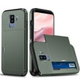 thumbnail image 1 of for Galaxy S9 Plus Wallet Case with Sliding Door Hidden Pocket Credit Card Holder Dual Layer Heavy Duty Shockproof Hard PC Hybrid TPU Flip Protective Cover for Samsung Galaxy S9 Plus, Army Green, 1 of 8