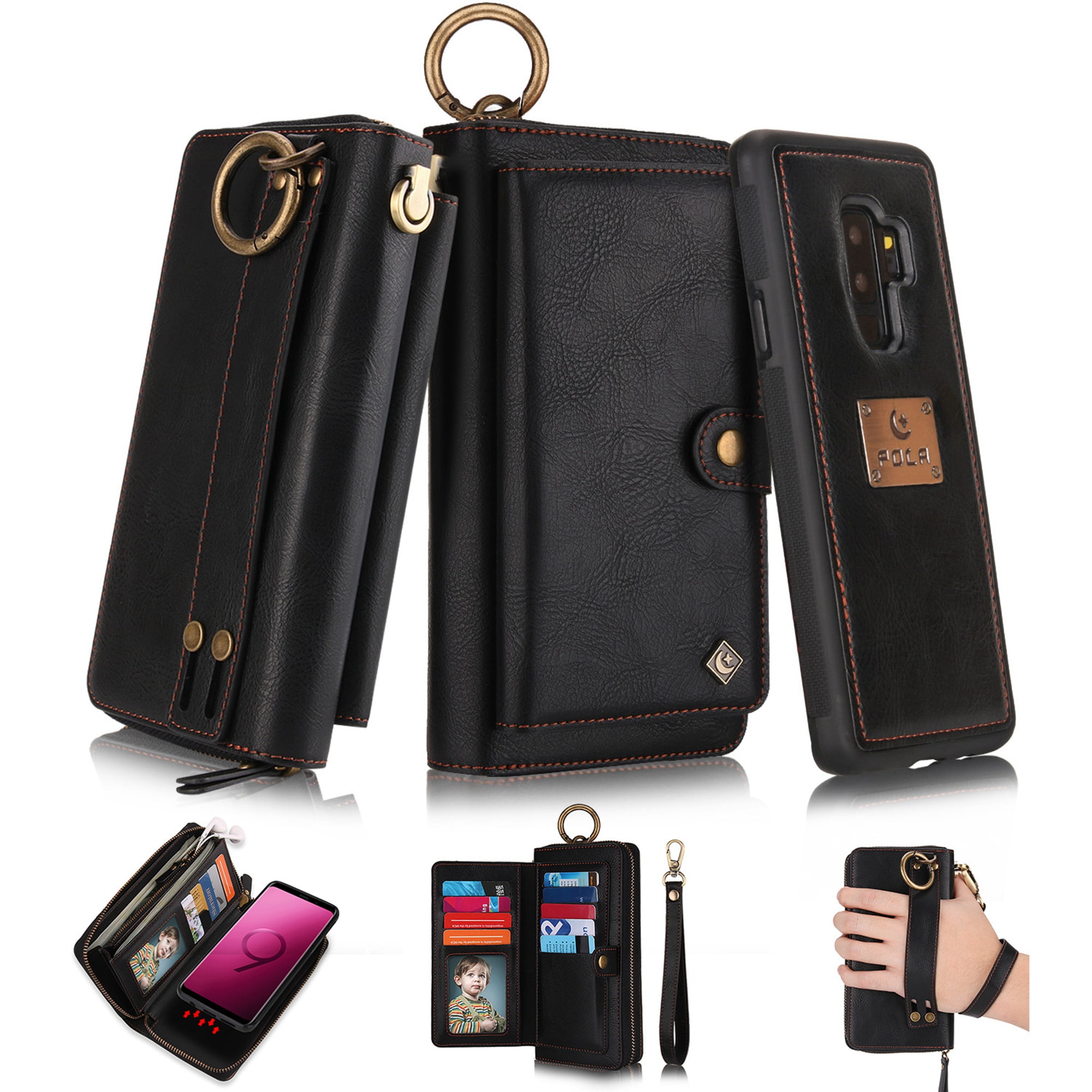 Galaxy S9 Plus Wallet Detachable Case Dteck wrist band 14 Card Slots Zipper Purse Phone Case Multi functional Folio Flip PU Leather Removable Magneti 0543e49b 2e93 4126 b670 62b0a17d5740 1.86c4f0d802e5b54acf9861b3b0908fae