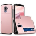 thumbnail image 1 of for Galaxy S9 Wallet Case with Sliding Door Hidden Pocket Credit Card Holder Dual Layer Heavy Duty Shockproof Hard PC Hybrid TPU Flip Protective Cover for Samsung Galaxy S9, Rosegold, 1 of 8