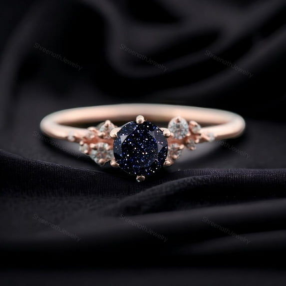 Galaxy Sandstone Ring Women’s Galaxy Orion Nebula Ring Art Deco Engagement Ring Outer Space Jewelry Anniversary Gift For Love Rose Gold Ring