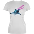 thumbnail image 1 of Galaxy Shark Great White Laser Beams Juniors Soft T Shirt White LG, 1 of 1