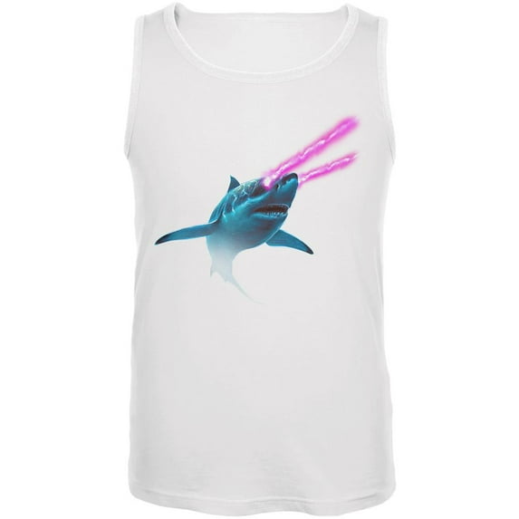 Galaxy Shark Great White Laser Beams Mens Tank Top White SM