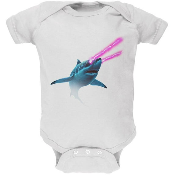 Galaxy Shark Great White Laser Beams Soft Baby One Piece White 9-12 M