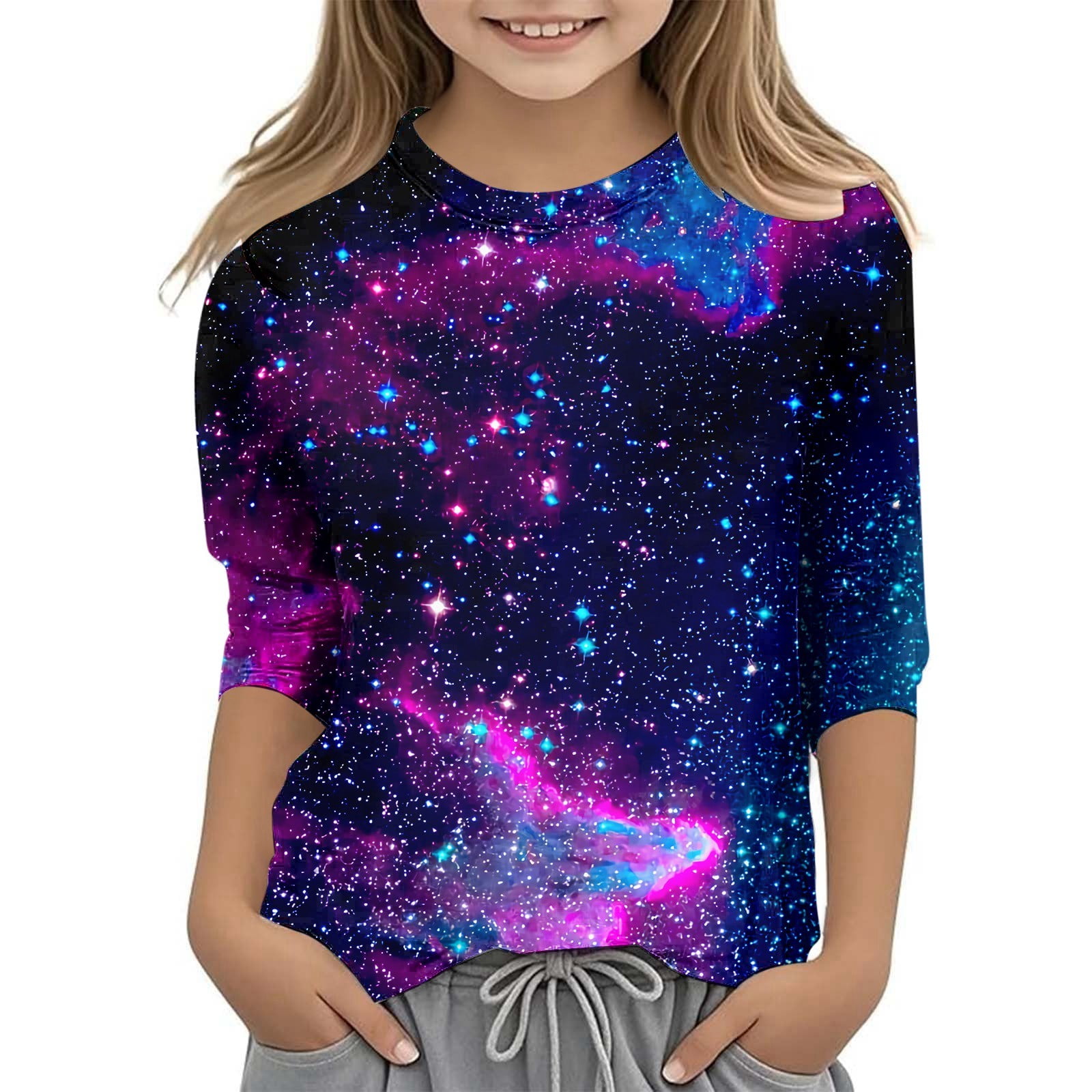 First Impression Baby Girls Cotton Long Sleeve Universe T Shirt Blue Size 12mos main image 1