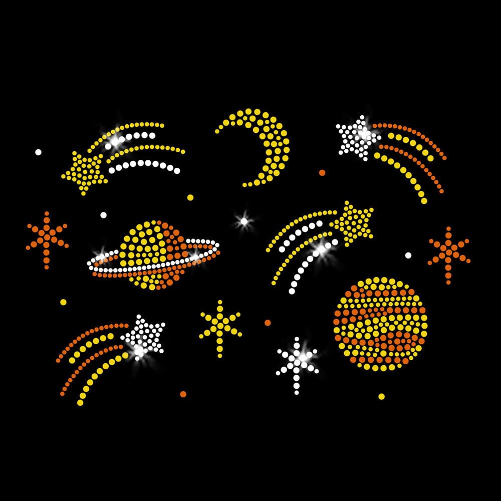 Galaxy Rhinestones Galaxy Shooting Stars Planets Bling Iron-on Clear Crystal Rhinestone ...