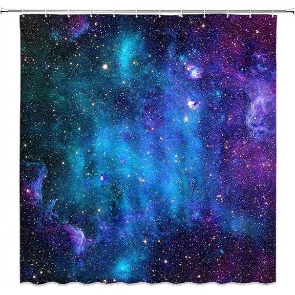Galaxy Shower Curtain Fantasy Universe Star Starry Outer Space Planet Nebula Purple Blue Galaxy Fabric Bathroom Decor Set With Hooks 36"W x 72"L (Pack of 1)
