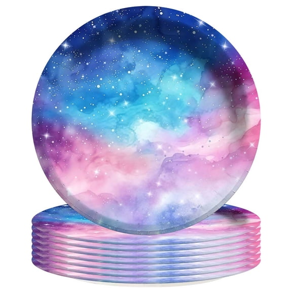 Galaxy Sky Outer Universe Planet Paper Plates Birthday Party Supplies Decorations 8pcs Tableware Disposable Dinnerware