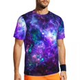 thumbnail image 1 of Galaxy Sky Running T Shirt Purple Starry Night Print Fashion T-Shirts Men Vintage Tshirt S, 1 of 5
