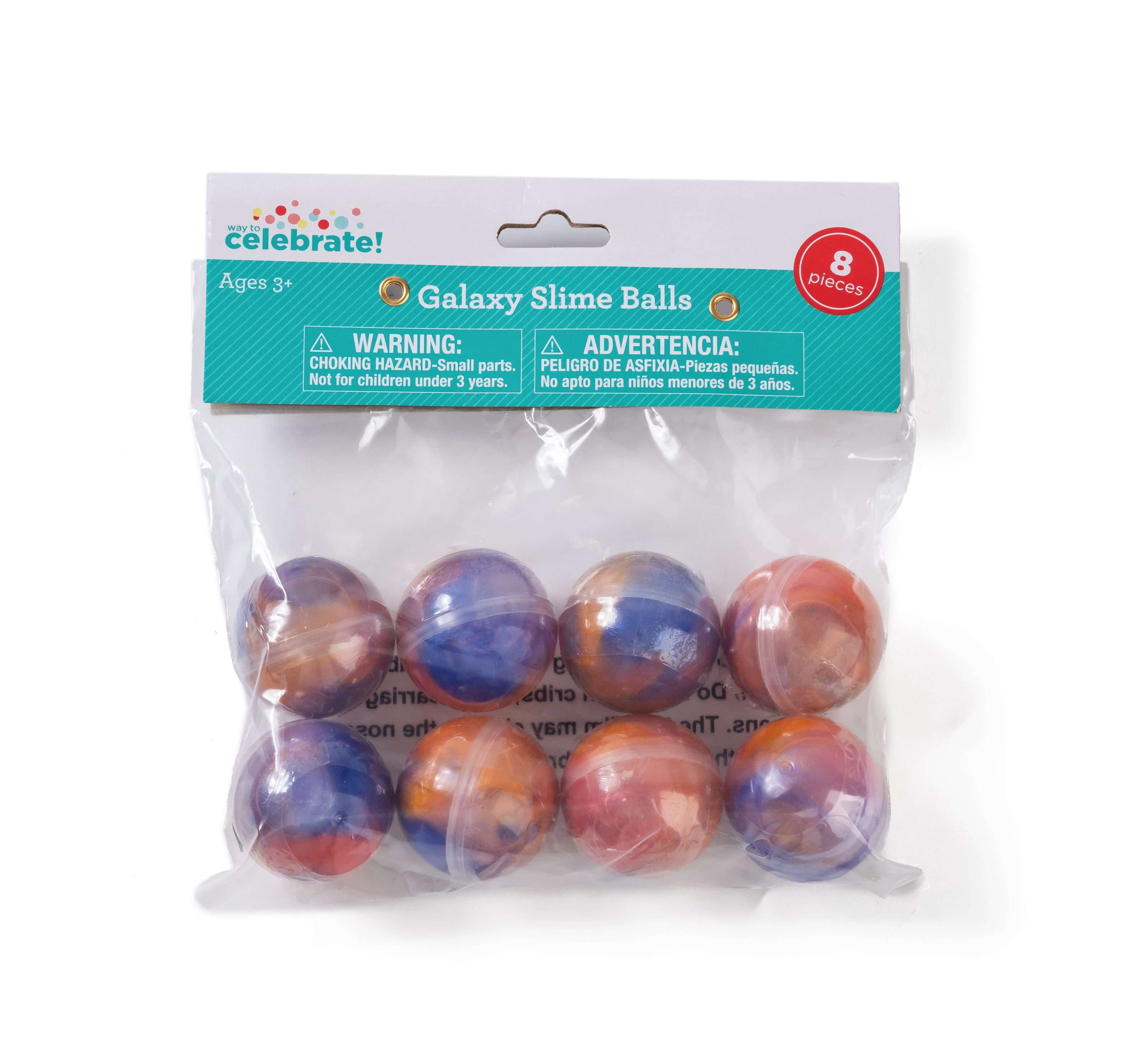 Way To Celebrate Galaxy Slime Ball Party Favors for Kids, 8 Count Stretchy Non-Sticky Slime