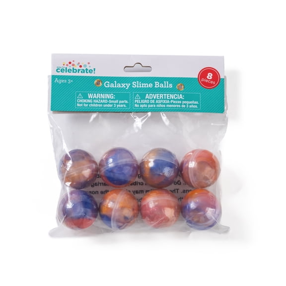 Way To Celebrate Galaxy Slime Ball Party Favors for Kids, 8 Count Stretchy Non-Sticky Slime