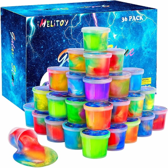 Galaxy Slime Kit, 36 Pack Mini Non-Sticky Stretchy Slime Party Favors for Kids, Goodie Bag Stuffers for Girls Boys, Valentine Classroom Prize Assortment