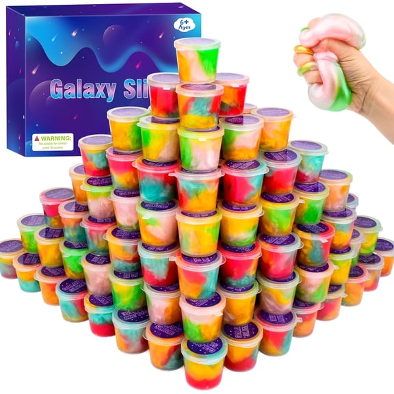 Galaxy Slime Kit, 68-Pack Mini Slime Party Favors, Bulk Goodie Bag Stuffers and Classroom Rewards for Kids, Boys and Girls Ages 8-12