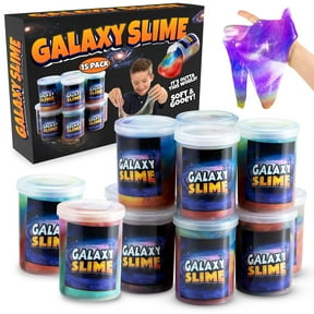 Galaxy Slime Party Favors for Kids - (15 Pack) Rainbow Slime Putty in Assorted Neon Colors, Premade Marble Space Slime Bulk, Non-Sticky, Great Classroom Reward, Party Supplies
