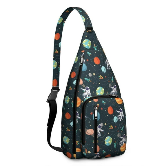 Galaxy Sling Backpack for Space Lovers – Celestial Crossbody Bag with Starry Night, Planets & Nebula Design – Lightweight Hiking & Travel Shoulder Bag for Sci-Fi Fans, Teens & Adults