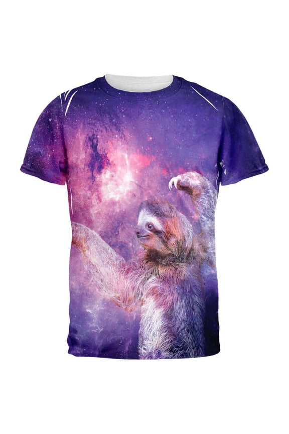 Galaxy Sloth All Over Adult T-Shirt - Small