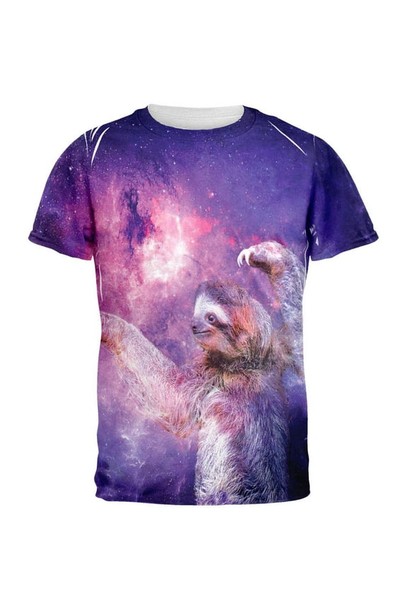 Galaxy Sloth All Over Adult T-Shirt - X-Large