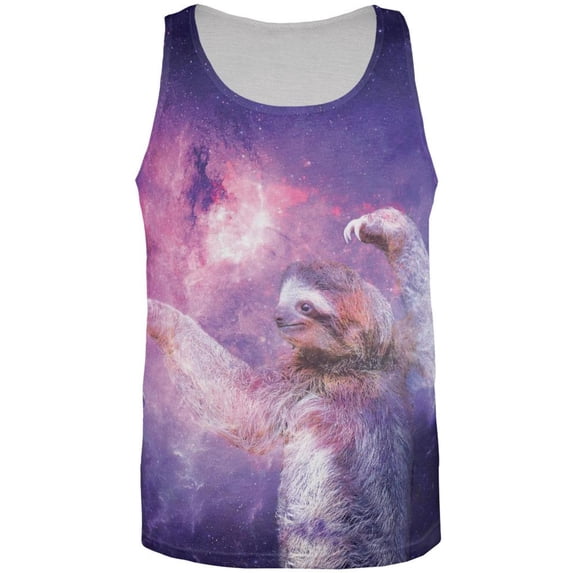 Galaxy Sloth All Over Adult Tank Top - Small