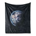 thumbnail image 1 of Galaxy Soft Flannel Fleece Blanket, Planet Earth Outer Space Scenery of Globe Orbit Discovery Universe Artwork Print, Cozy Plush for Indoor and Outdoor Use, 50" x 70", Dark Blue Grey, by Ambesonne, 1 of 6