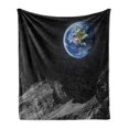 thumbnail image 1 of Galaxy Soft Flannel Fleece Blanket, Planet Earth Rocky Cliffs of Moon Lunar Panorama Art Cosmos Outer Space Print, Cozy Plush for Indoor and Outdoor Use, 50" x 70", Blue Black Grey, by Ambesonne, 1 of 5