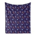 thumbnail image 1 of Galaxy Soft Flannel Fleece Blanket, Repetitive Pattern of Cartoonish Astronauts Rockets and Planets Outer Space, Cozy Plush for Indoor and Outdoor Use, 70" x 90", Indigo Multicolor, by Ambesonne, 1 of 5