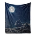 thumbnail image 1 of Galaxy Soft Flannel Fleece Throw Blanket, Moon and Stars in Midnight Sky Starry Night with Clouds Milky Way Art, Cozy Plush for Indoor and Outdoor Use, 70" x 90", Grey Dark Blue, by Ambesonne, 1 of 5