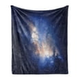thumbnail image 1 of Galaxy Soft Flannel Fleece Throw Blanket, Nebula in Cloudy Sky View of Far Stars in Night Sky Milky Way Universe Print, Cozy Plush for Indoor and Outdoor Use, 60" x 80", Navy Blue, by Ambesonne, 1 of 6