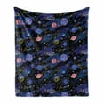 thumbnail image 1 of Galaxy Soft Flannel Fleece Throw Blanket, Outer Space Planets Cosmic Journey Milky Way Zodiac Moon Doodle, Cozy Plush for Indoor and Outdoor Use, 50" x 60", Dark Blue Pink, by Ambesonne, 1 of 5