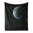 thumbnail image 1 of Galaxy Soft Flannel Fleece Throw Blanket, Scenic View of Planet Earth from Moon Dark Cosmos Crater Sci Fi Theme Image Print, Cozy Plush for Indoor and Outdoor Use, 50" x 60", Blue Black, by Ambesonne, 1 of 5